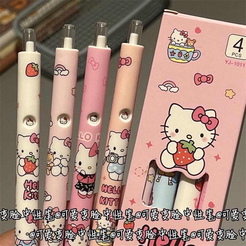【桃气】限定变脸KT猫小新中性笔按动顺滑ins风可爱0.5速干刷题学生