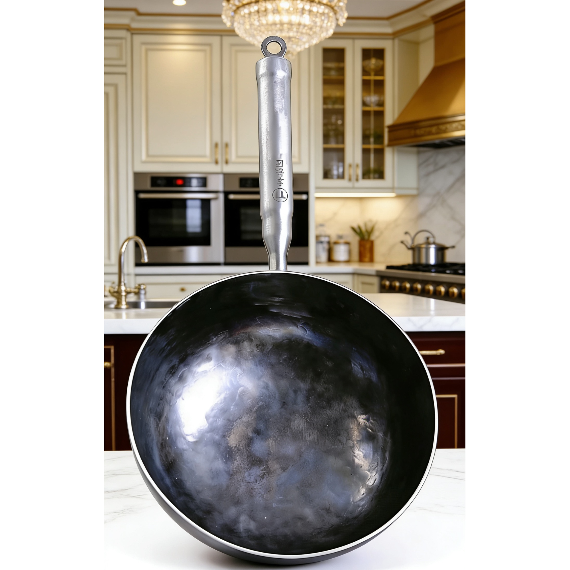 【章丘纯钛炒锅】纯手工热锻纯钛锅3.0厚无涂层物理不粘锅炒菜锅