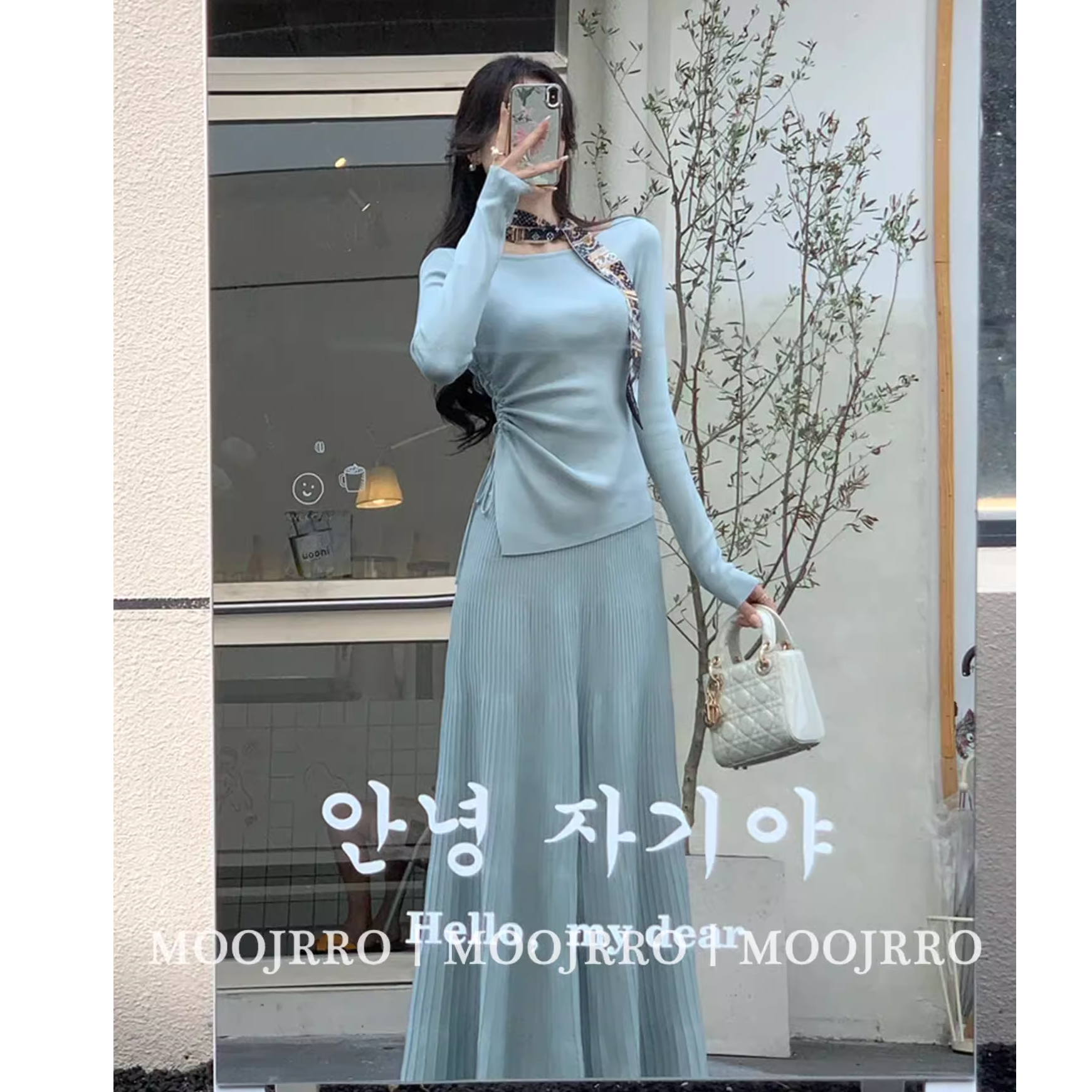 一套69简约知性温柔套装女秋2025新款气质上衣半身裙老钱两件套