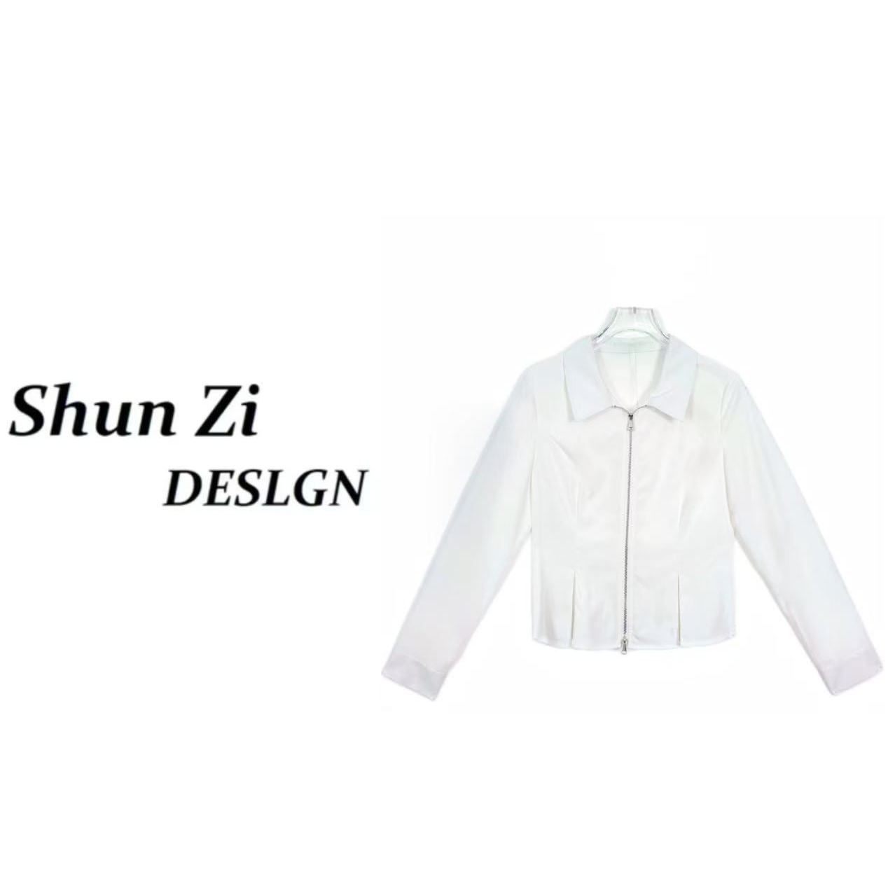 顺子/SZ7135 【小蛮腰】简约风衬衫时尚复古小众设计师款双拉链衬衣