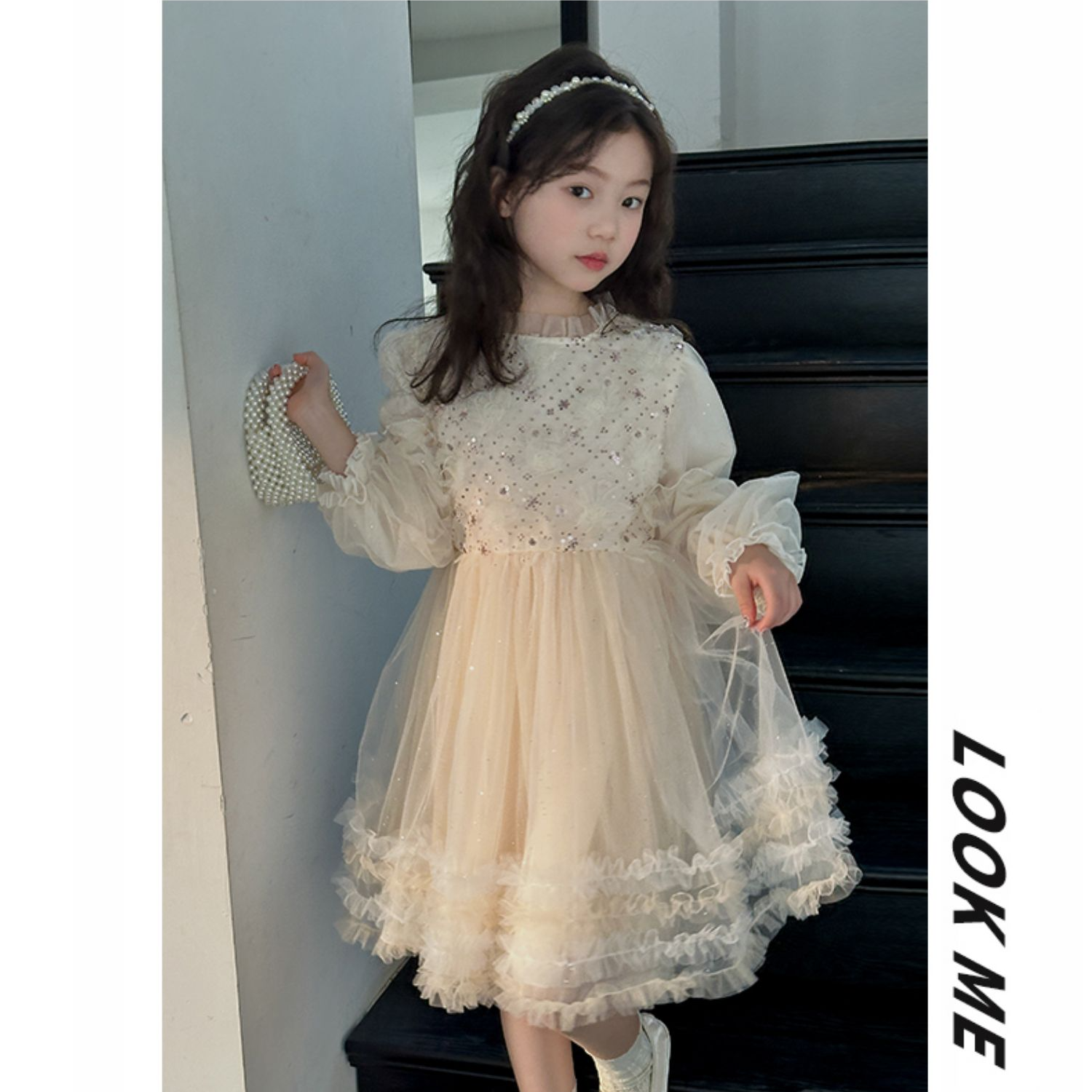 女童party小礼裙春装2025新款儿童公主裙女孩连衣裙花童婚礼裙子