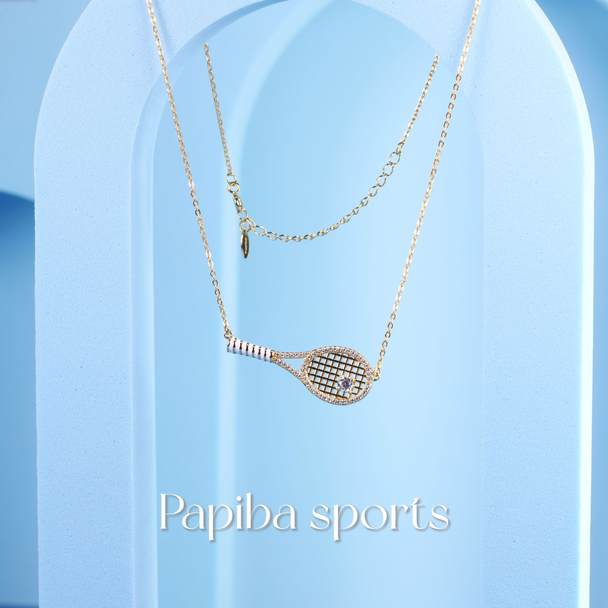 papiba 坠链均925银 Papiba Sports 纯银镀金 网球项链