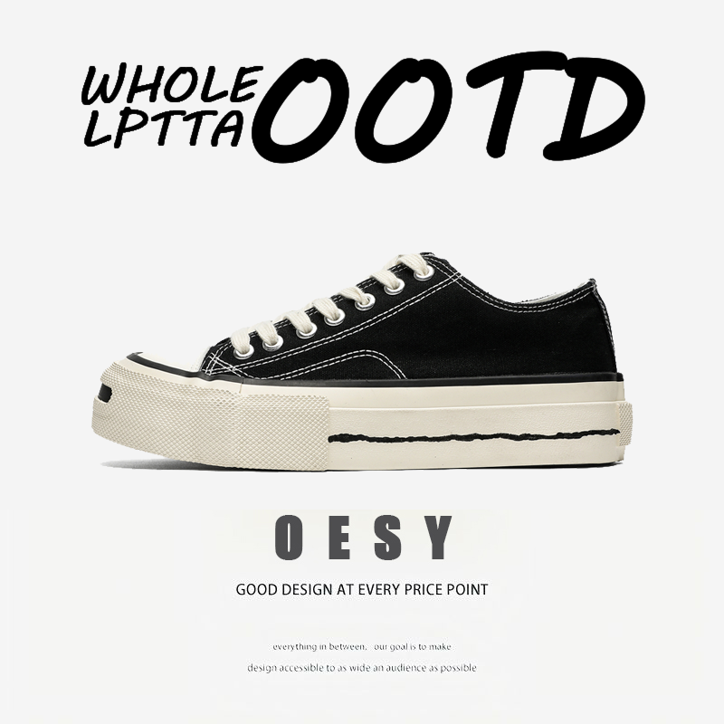 OESY GROUNDBREAKING厚底潮流ins美式潮流休闲帆布鞋低帮情侣潮鞋
