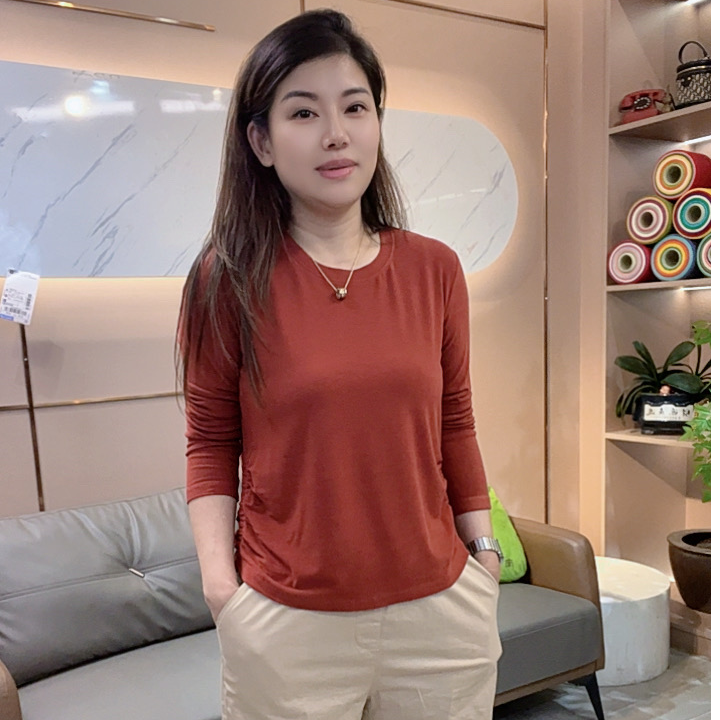 怡特美【蛋白绒-圆领秋上新】秋季原纱防螨时尚百搭显瘦圆领T恤5208