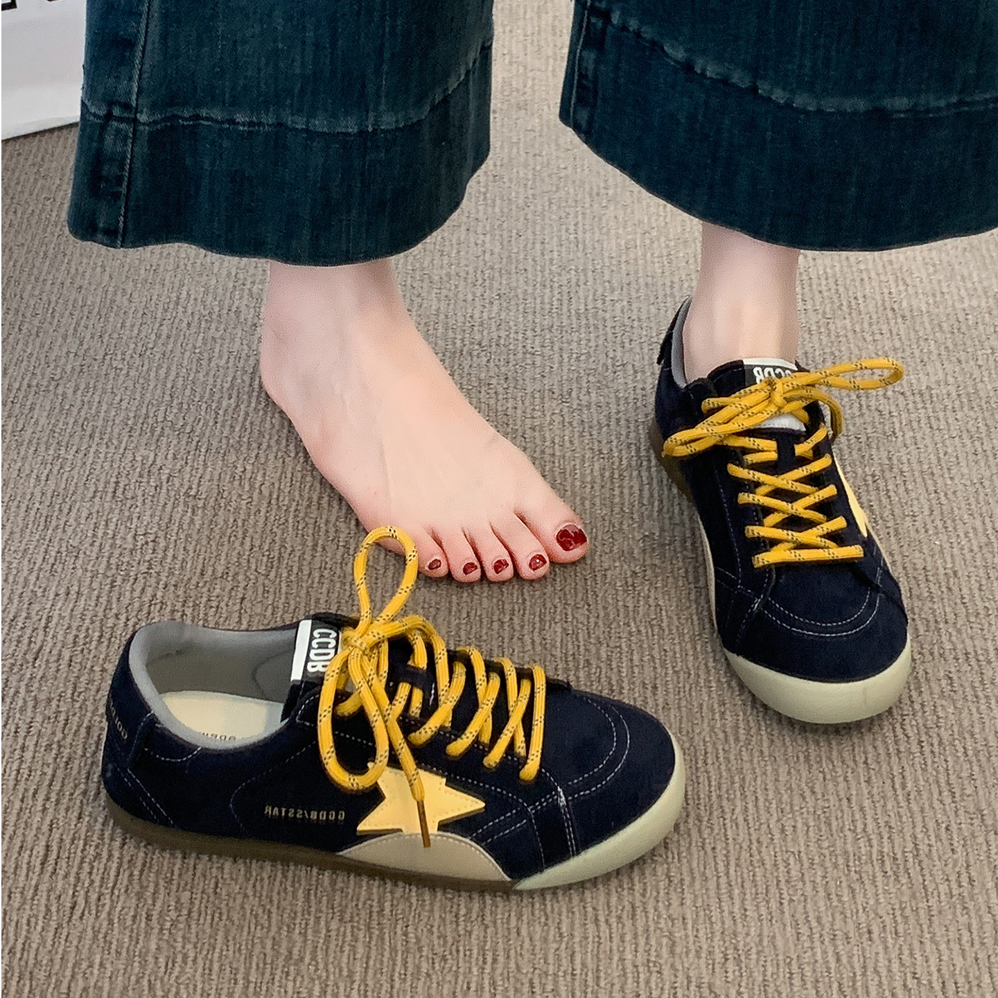 德训鞋女款2025新款秋季星星板鞋复古经典百搭女士休闲运动阿甘鞋