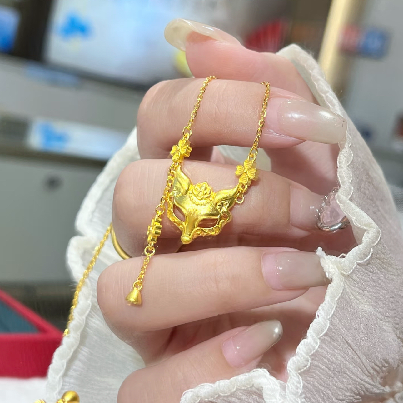 铜合金吊坠 国潮狐狸面具项链国风东方神秘感仙气流苏狐狸吊坠