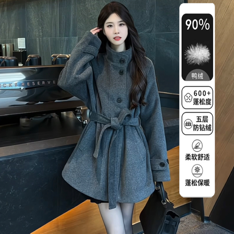 羽绒服加厚保暖呢子大衣女2025冬季新款小个子羽绒内胆毛呢外套