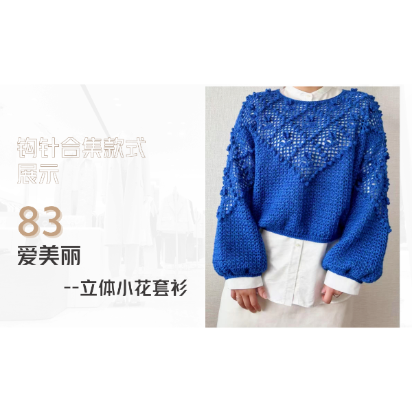 【钩针款83】爱美丽-立体小花套头毛衣钩织视频教程