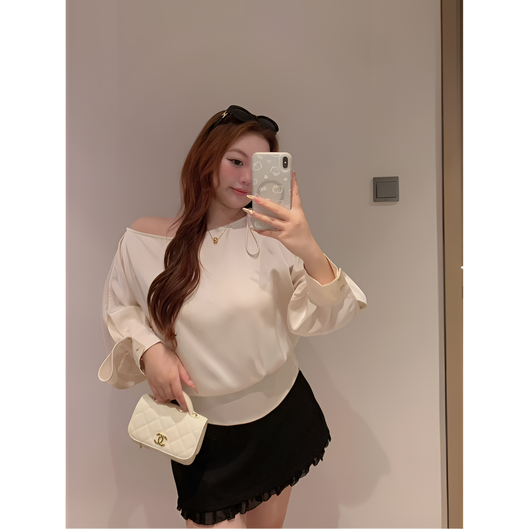 慧芝huizhi 21229缎感女人 定制款 镂空设计气质女人微胖大码上衣