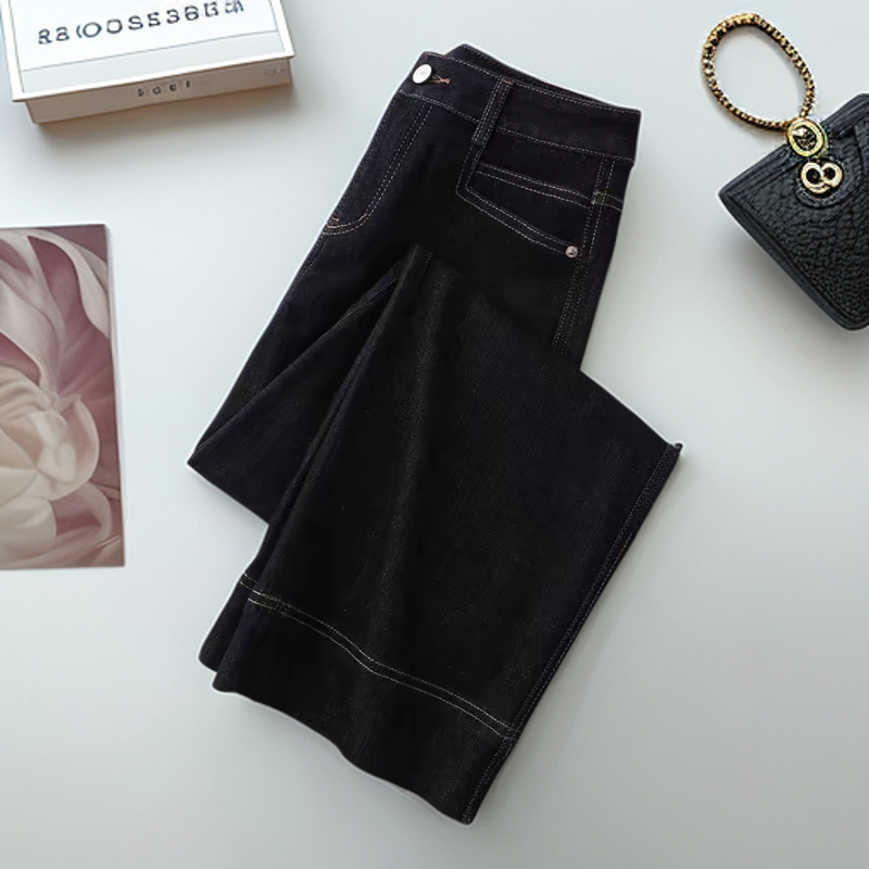 复古阔腿牛仔裤女早秋季2025年新款高腰宽松显瘦垂感窄版直筒裤子