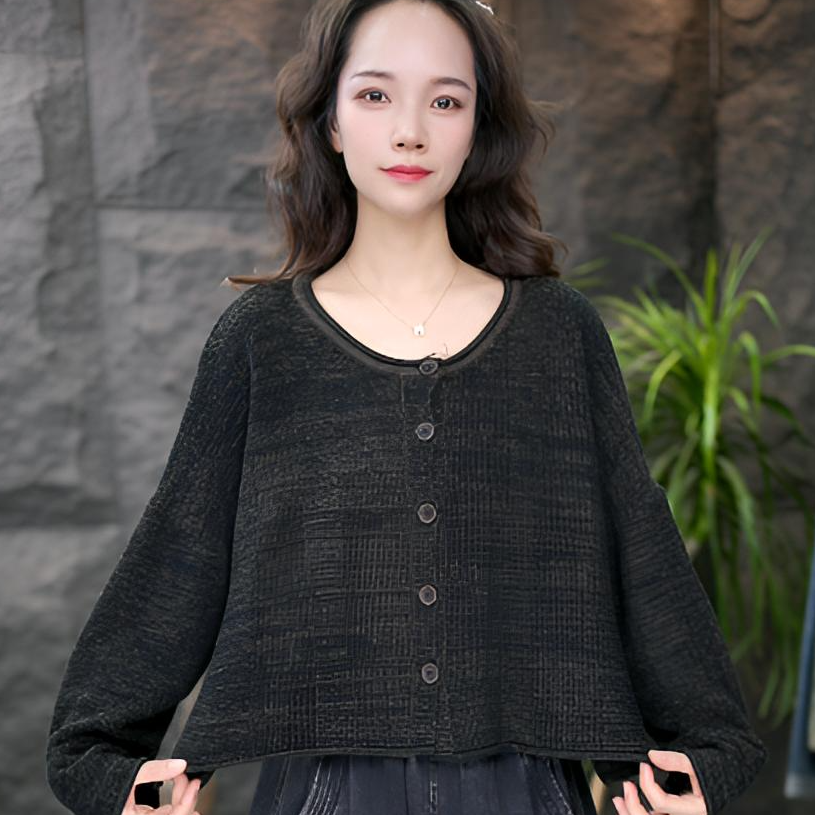 JJ长袖针织秋季常规款长袖镂空针织毛针织衫纯色复古幂式穿搭