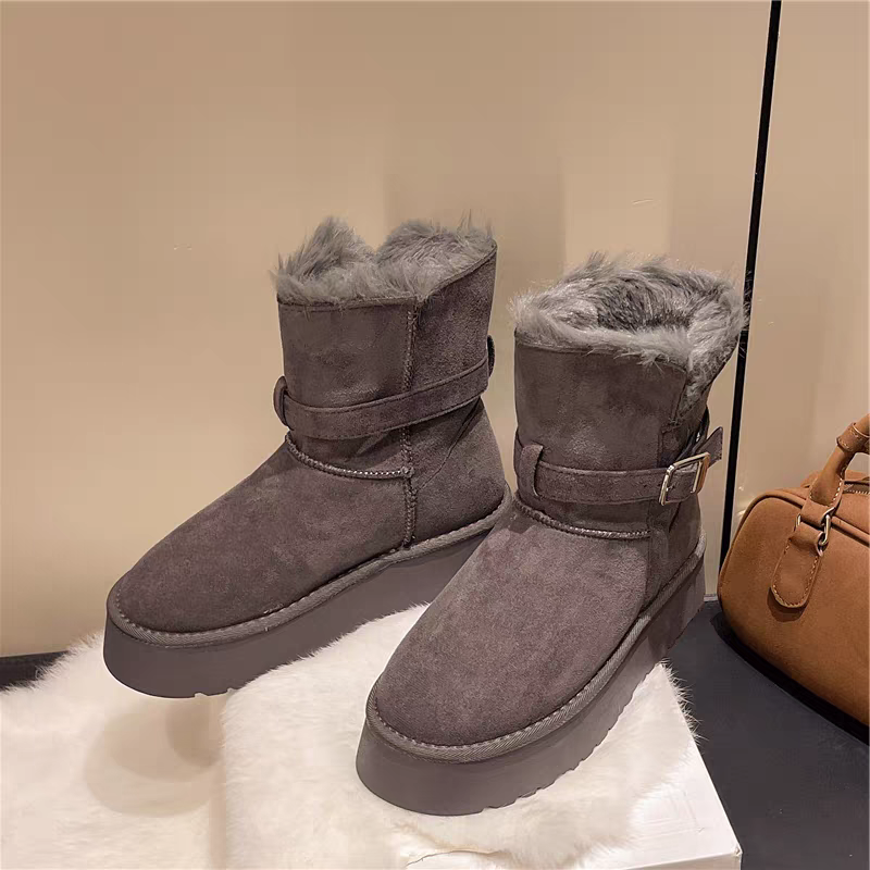 ZZGS·【中筒厚底雪地靴女冬季加绒加厚保暖防水防滑增高棉鞋】·6866