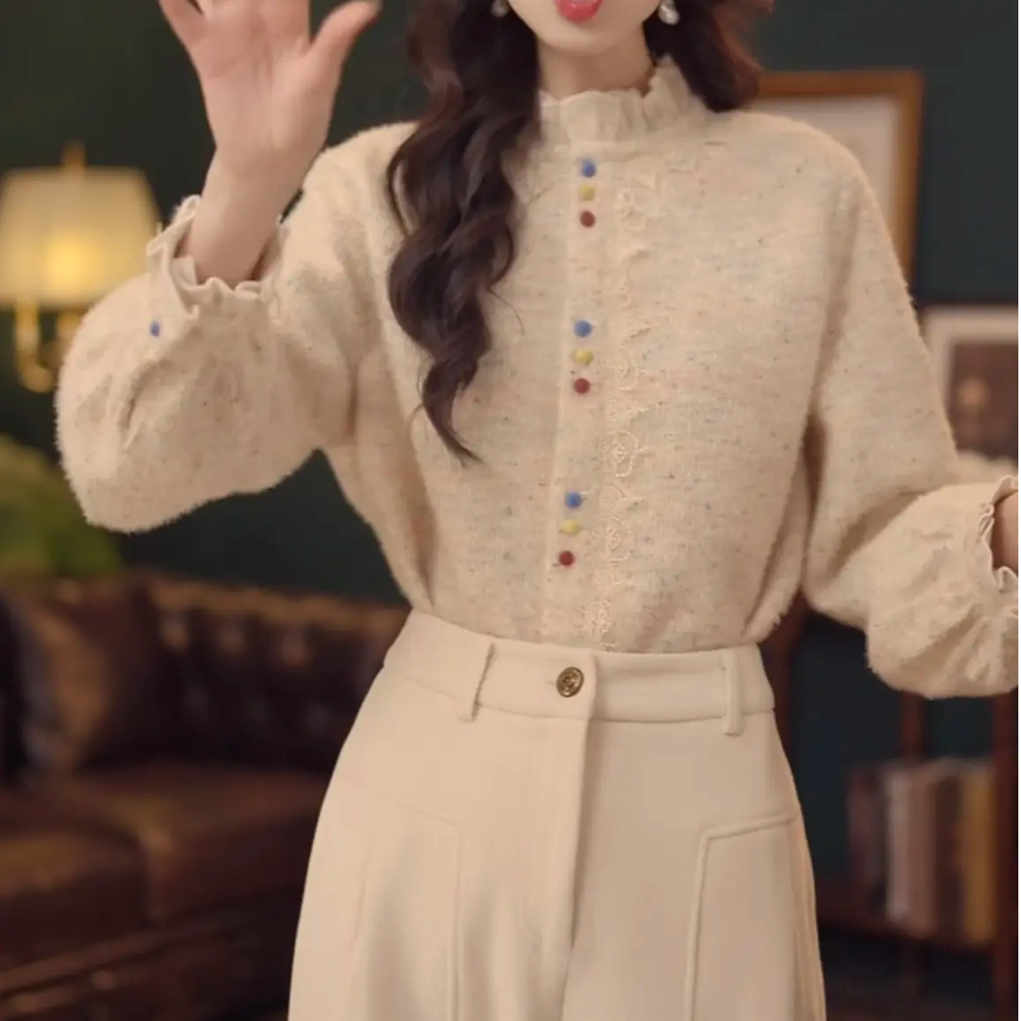 港风复古厚款衬衫衬衫女宽松显瘦上衣气质长袖百搭衬衣