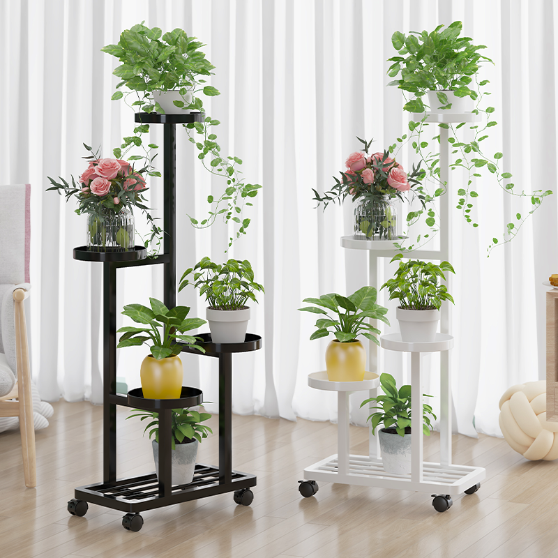 客厅落地式花架子多层新款2025高档大气室内绿萝带轮阳台置物架