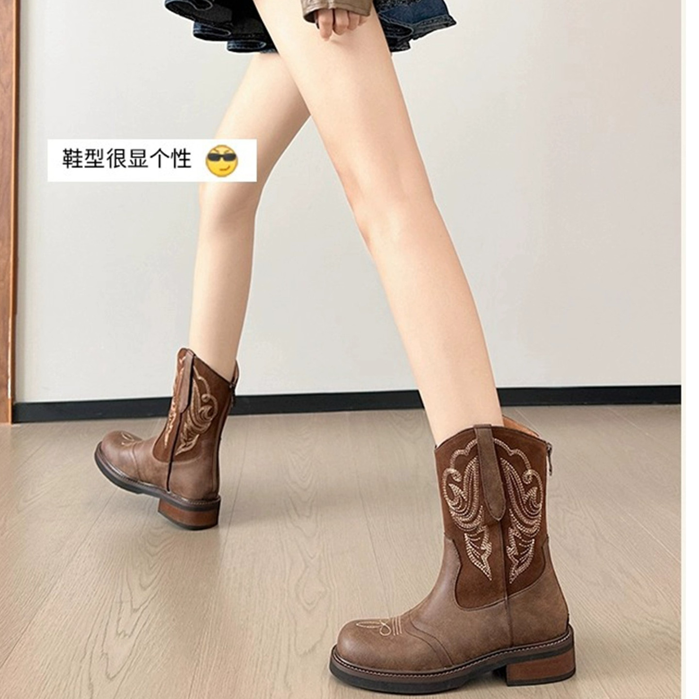 厚底棕色美拉德英伦风马丁靴女2025新款秋西部牛仔川藏短靴子女夏