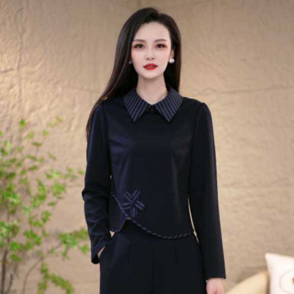 高端百搭新款优雅精致显瘦减龄上衣+裤子两件套套装M-4XL