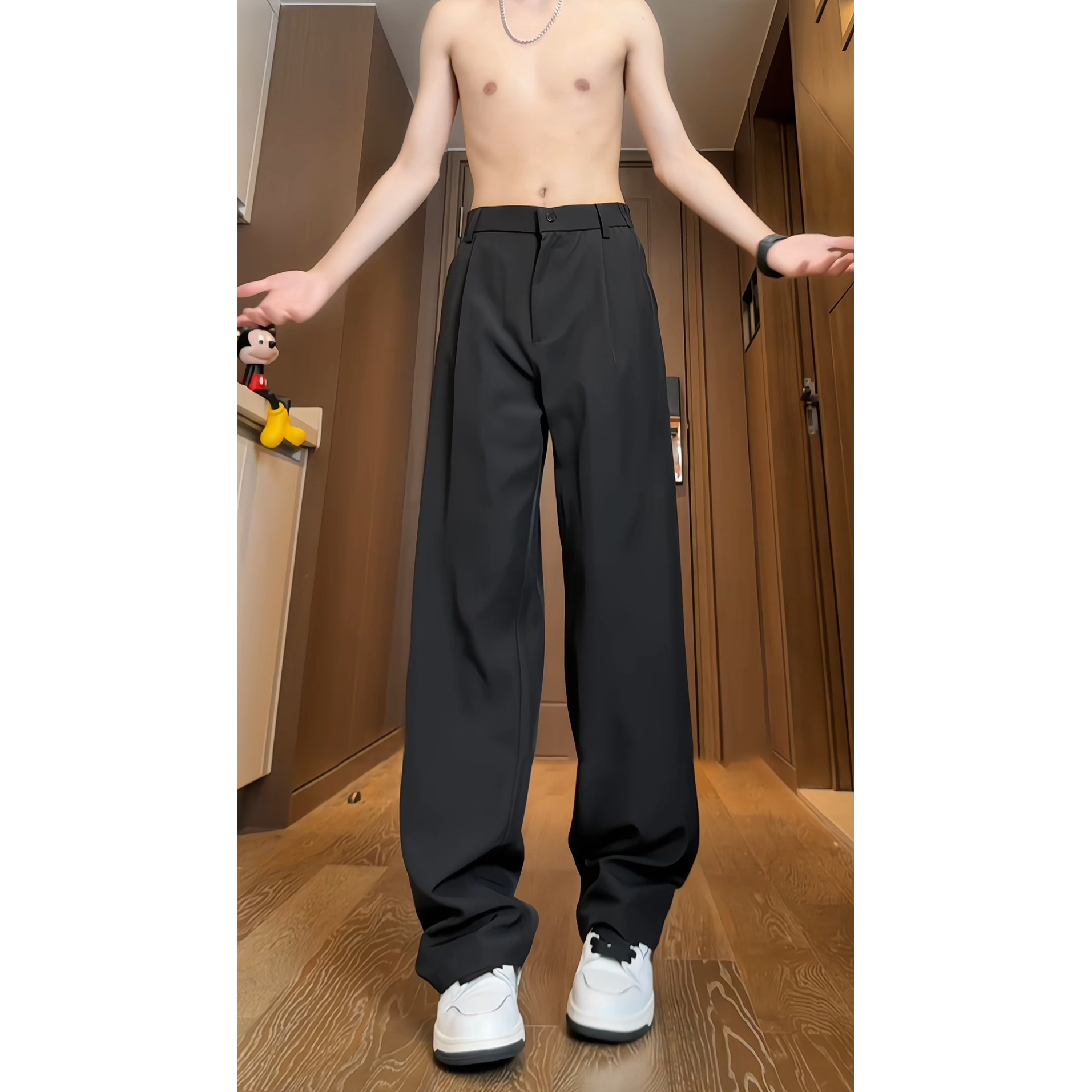 西装阔腿裤男女同款秋季直筒休闲裤高腰垂感通勤防晒窄版裤