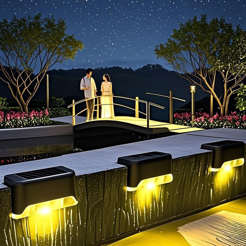 太阳能户外庭院布置防水楼梯台阶灯围墙壁灯太阳能户外灯太阳能灯