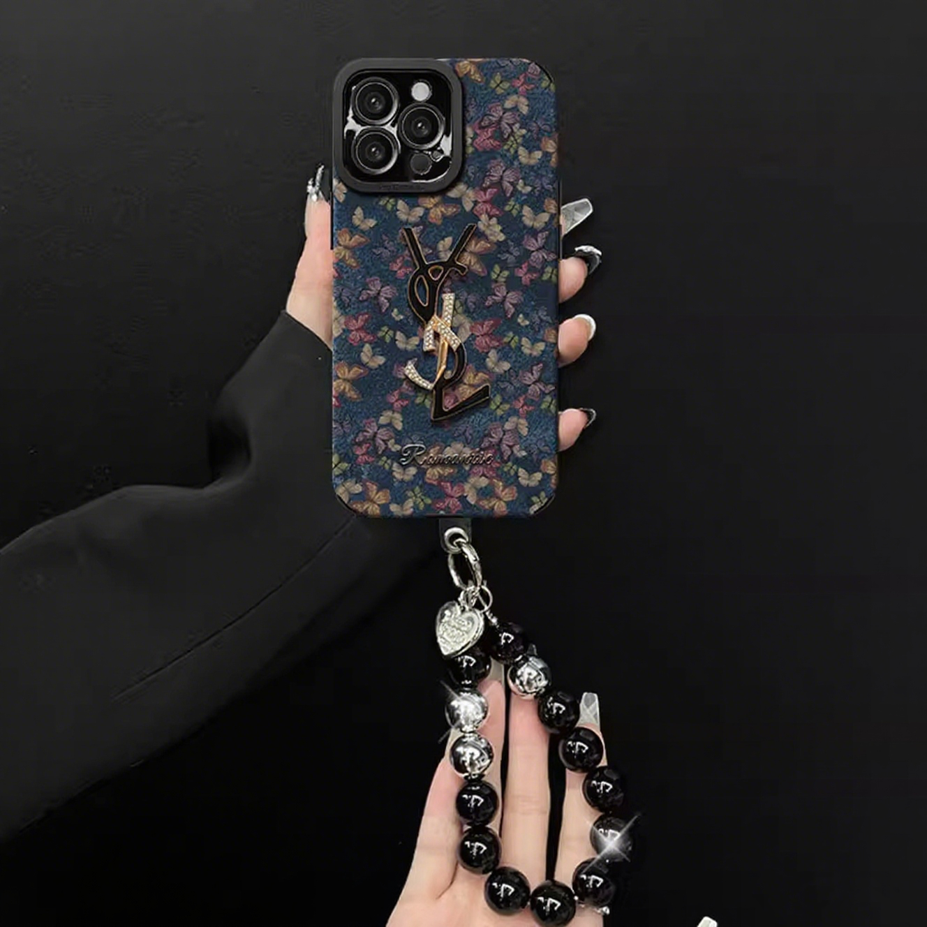 复古瞳眼蝴蝶手链适用iPhone16苹果13透明手机壳17promax全包防摔