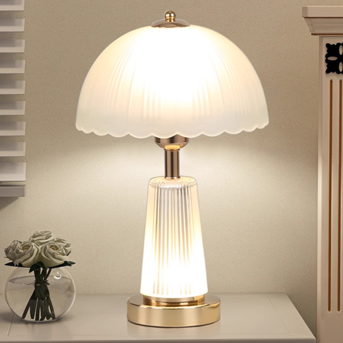 Milet美式复古简约玻璃台灯床头灯卧室房间床头柜装饰双控调光灯