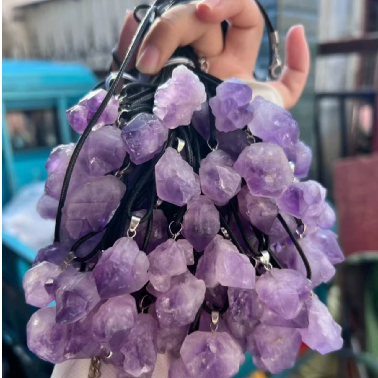 天然紫水晶原石吊坠精抛水晶-z2