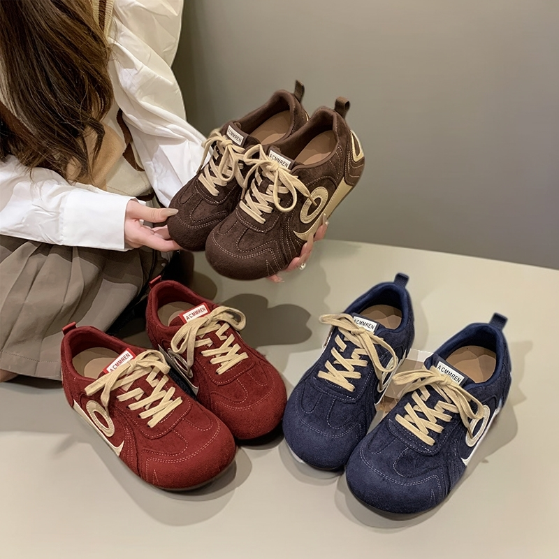 妍希2025秋季美式复古棒球鞋百搭新款休闲德训鞋轻便内增高潮鞋