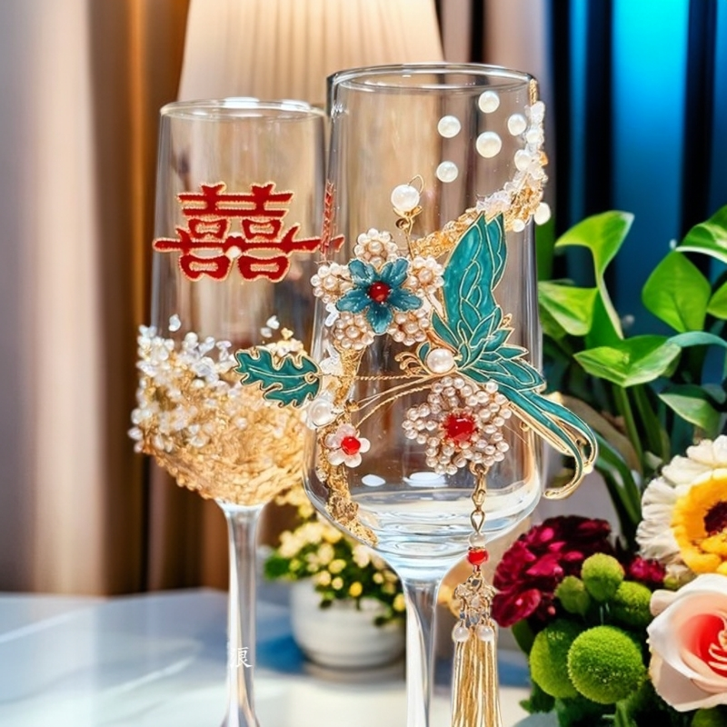 敬酒杯diy结婚送新娘的礼物敬酒杯礼盒装结婚结婚酒杯香槟杯