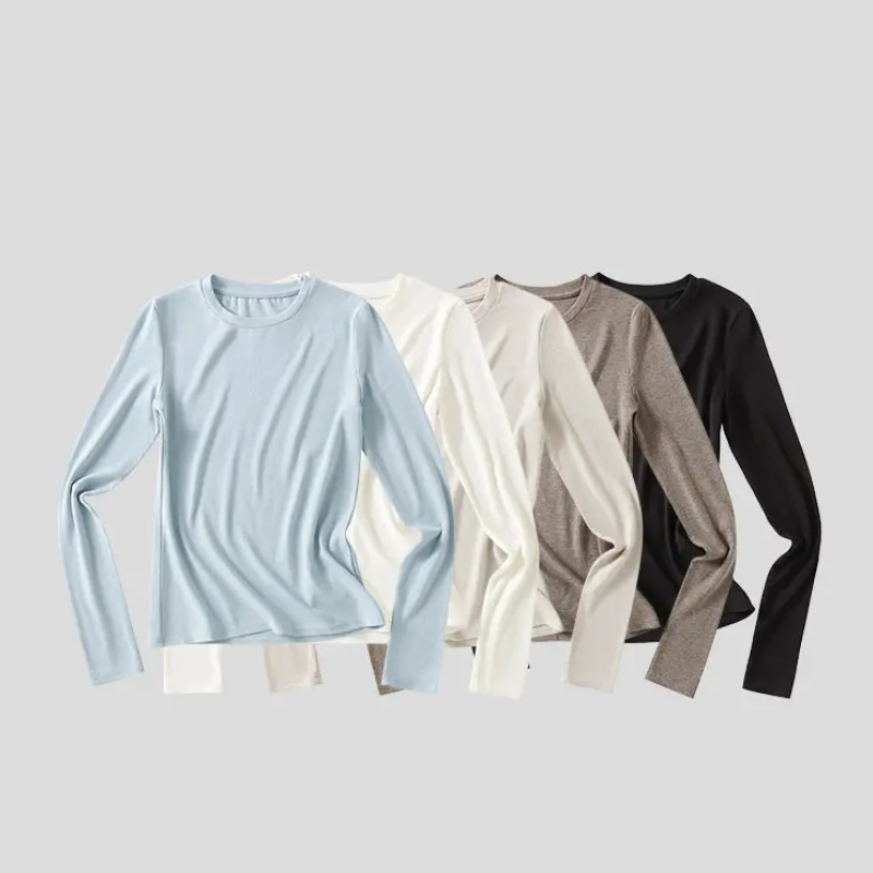 圆领纯色基础款打底衫慵懒风女休闲百搭新款秋冬季长袖气质上衣