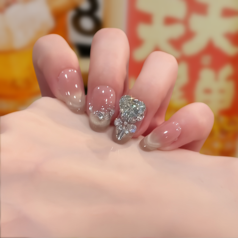 【青屿】手工穿戴甲拆卸秋冬气质爆闪青绿色猫眼显白百搭新款美甲片