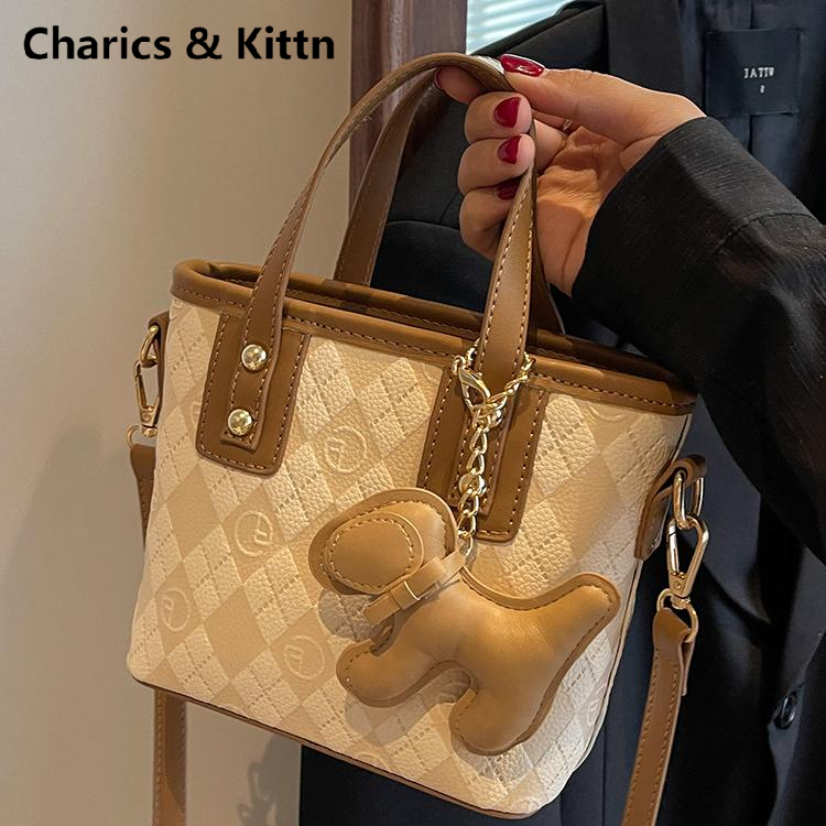 Charics&Kittn包包女2025新款斜挎包今年流行质感真皮手提水桶包