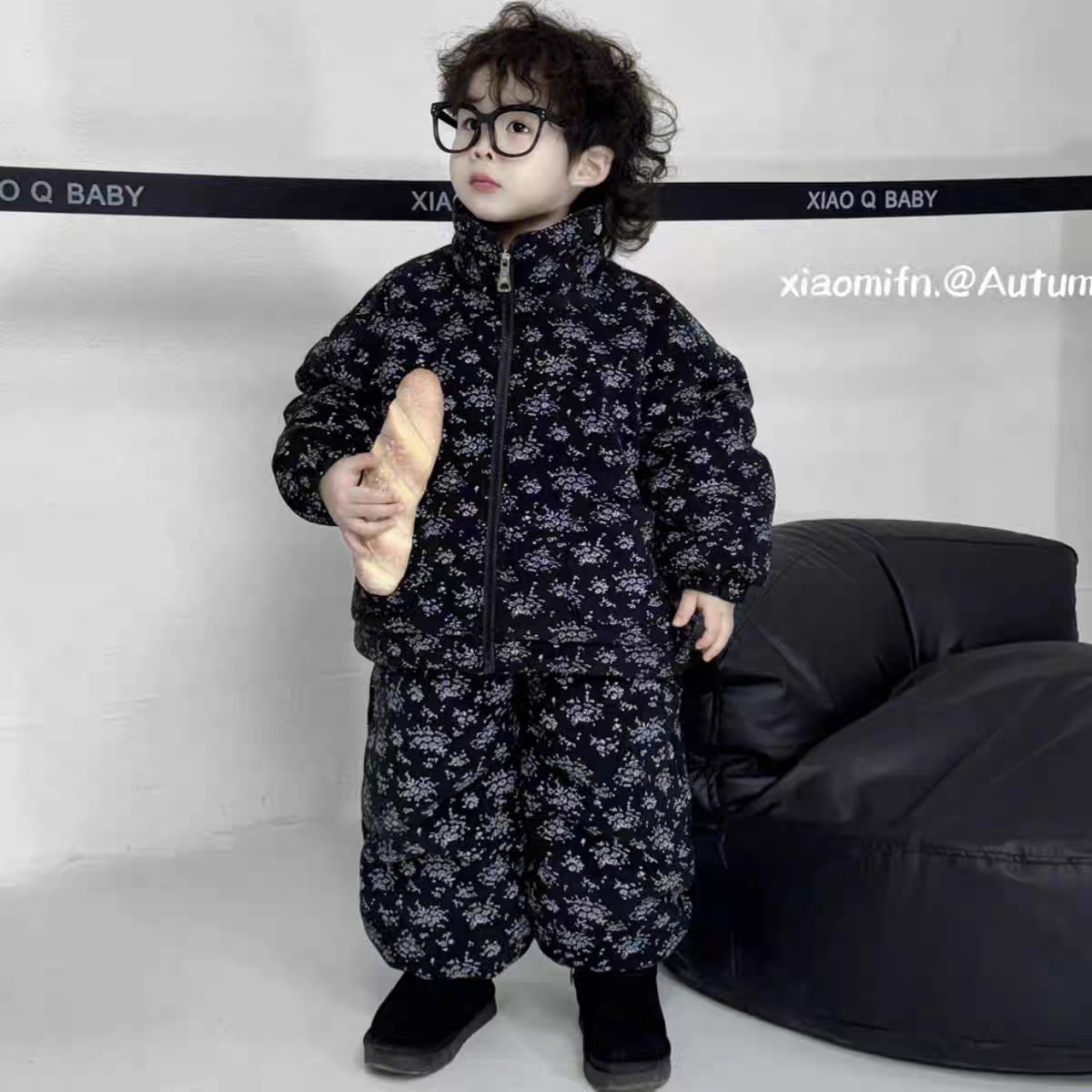 女童冬季新款套装韩版男童时尚三层加厚百搭加绒家居服洋气两件套