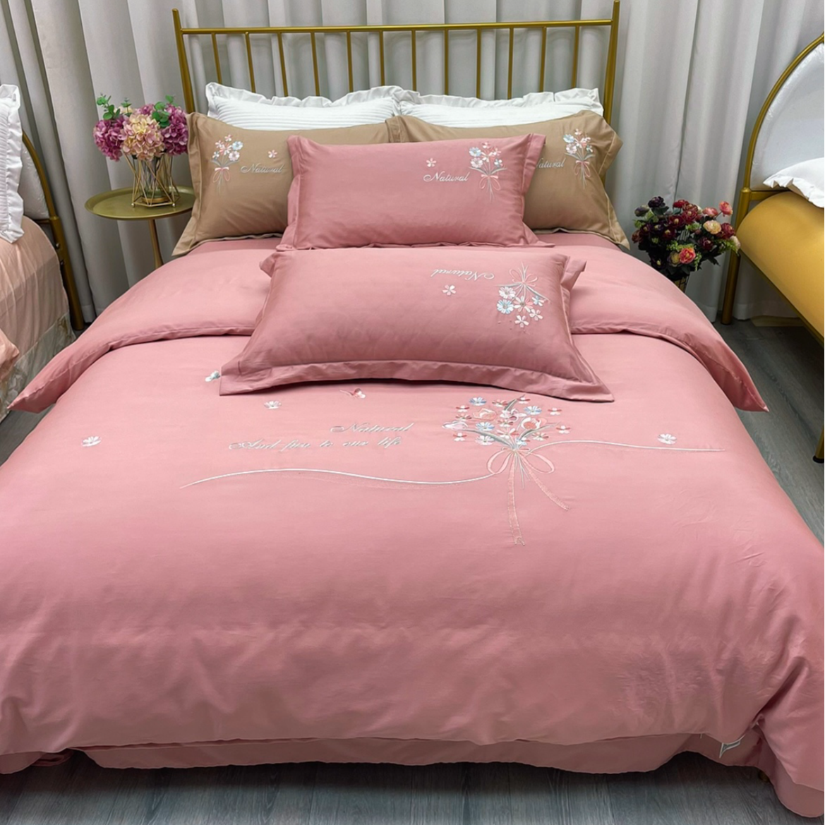 【洋盛家纺】春夏全棉纯棉绣花床上用品被套四件套 花语系列