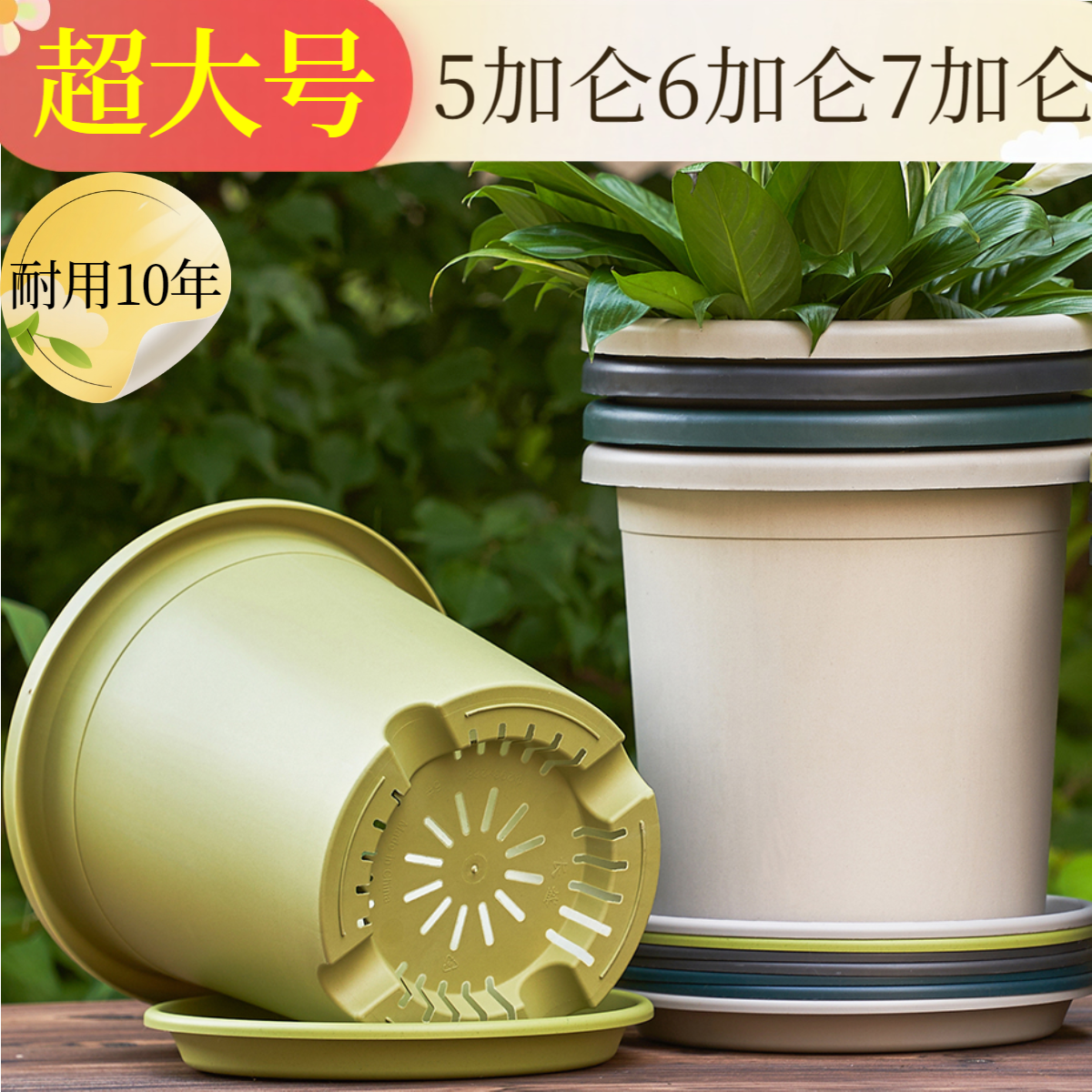 【特大号盆】加厚5加仑6加仑7加仑花盆透气控根四季花盆果树大植物