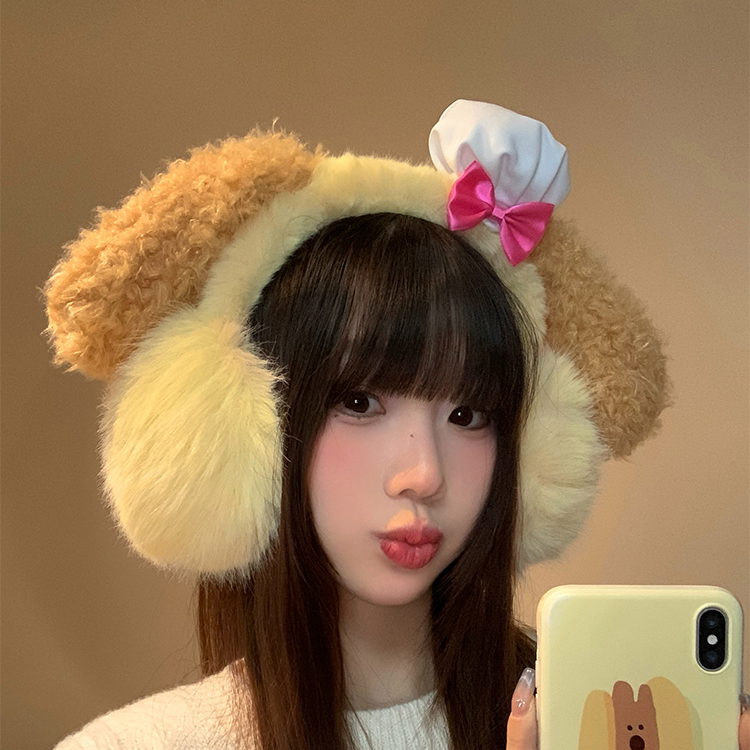可爱饼饼大耳朵毛绒耳罩女冬季卡通保暖防寒护耳套骑行耳暖耳捂子