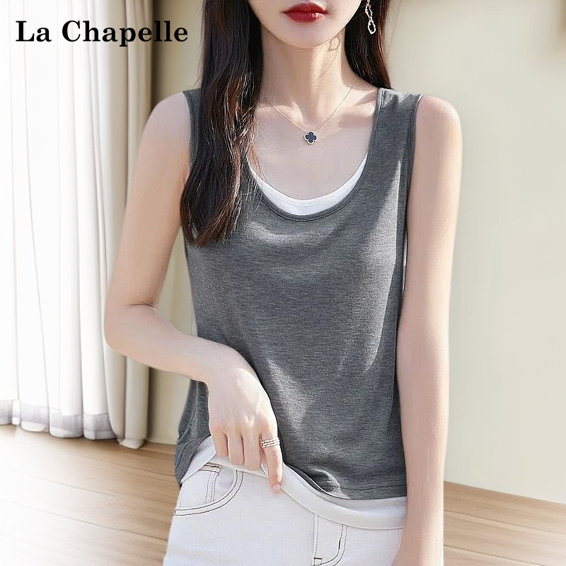 拉夏贝尔宽松型通勤背心夏季外穿修身针织吊带时尚休闲大码薄款