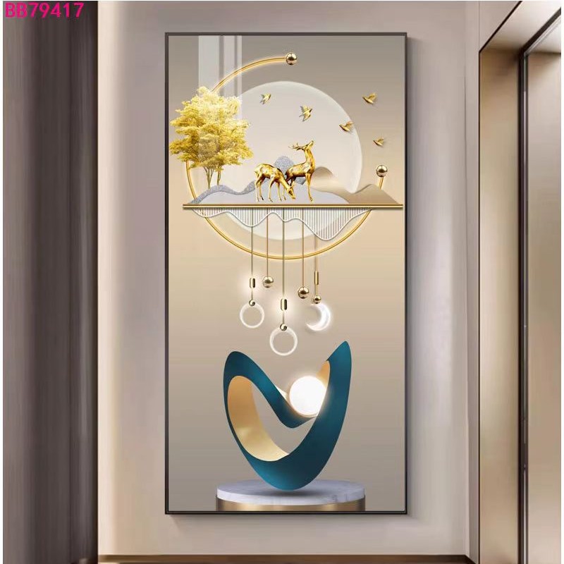 新款-选好几何玄关画高级大气轻奢现代简约晶瓷手工镶钻装饰灯画