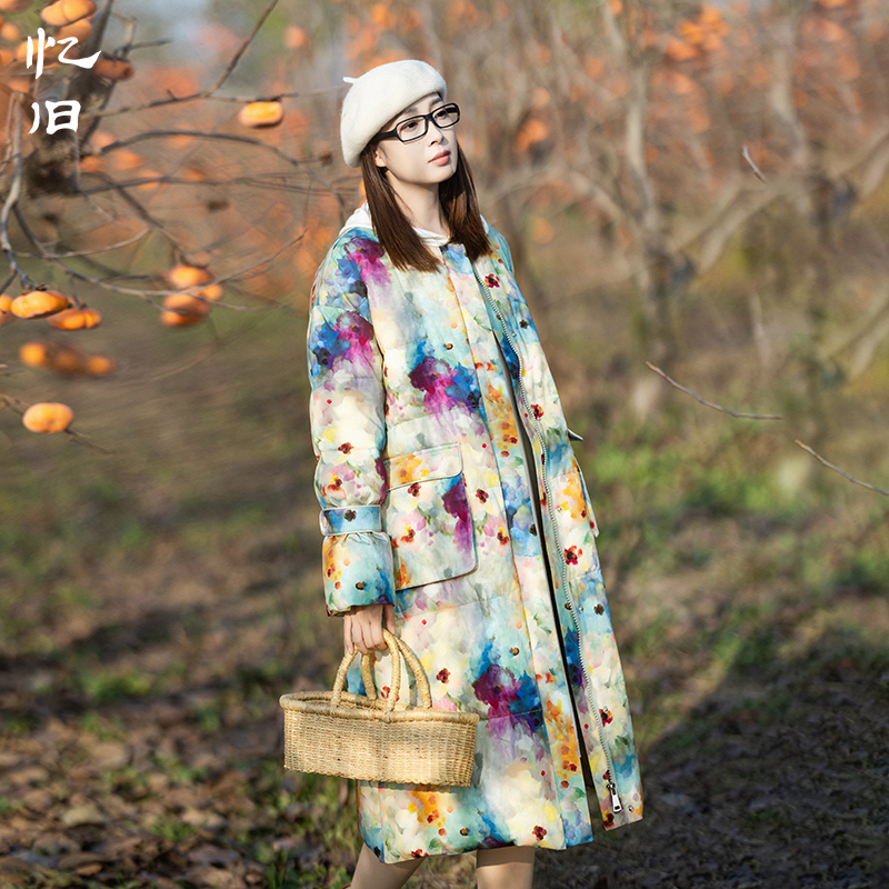 【流光溢彩】复古浪漫印花羽绒服女士冬季减龄加厚保暖白鸭绒外套