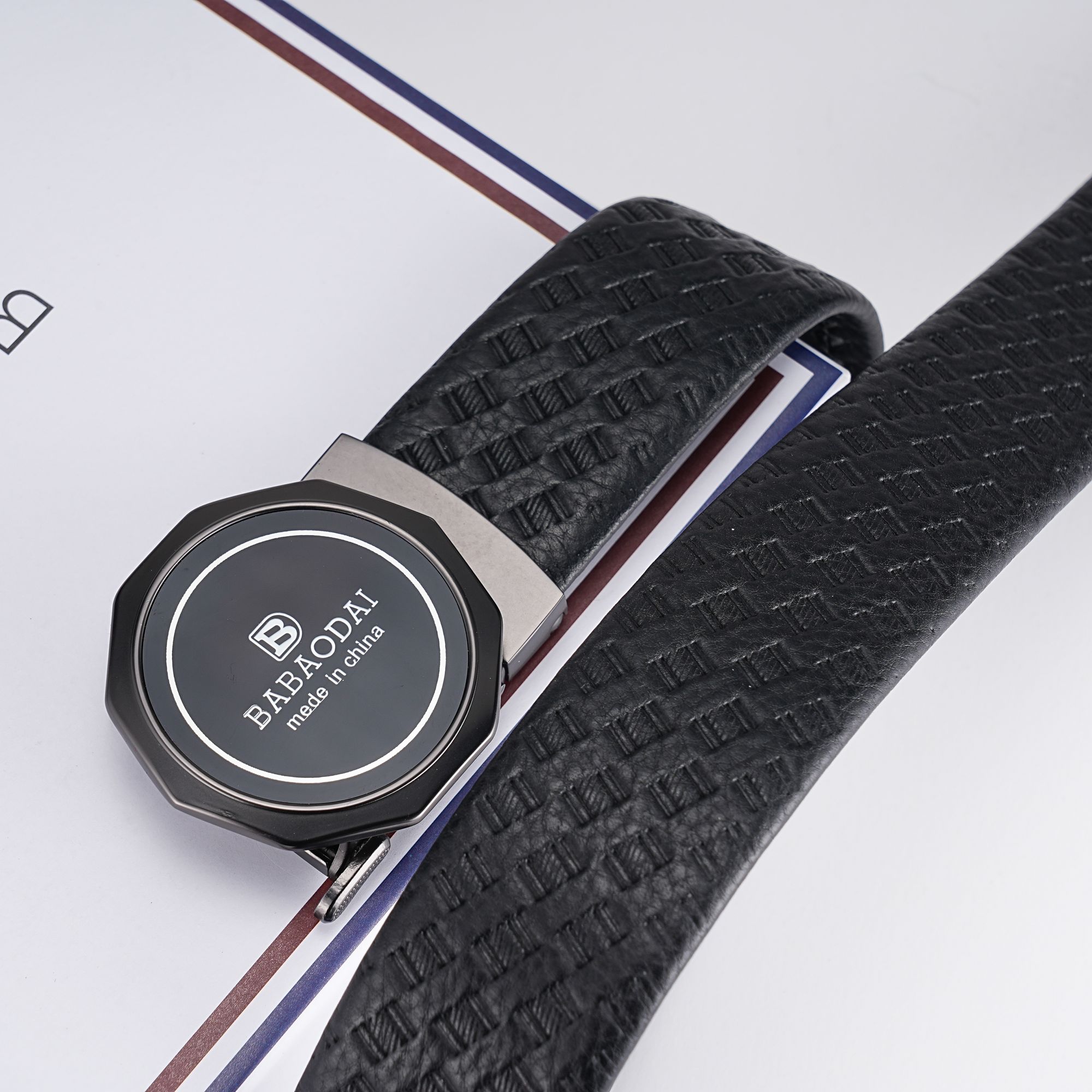 皮带头层牛皮精品腰带男士时尚（圆型扣亚克力贴片）09