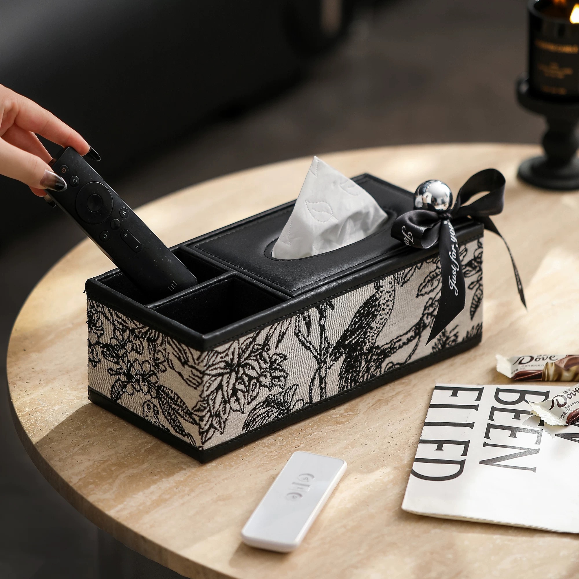 法式复古皮质多功能纸巾盒客厅布艺抽纸盒纸抽盒茶几遥控器收纳盒