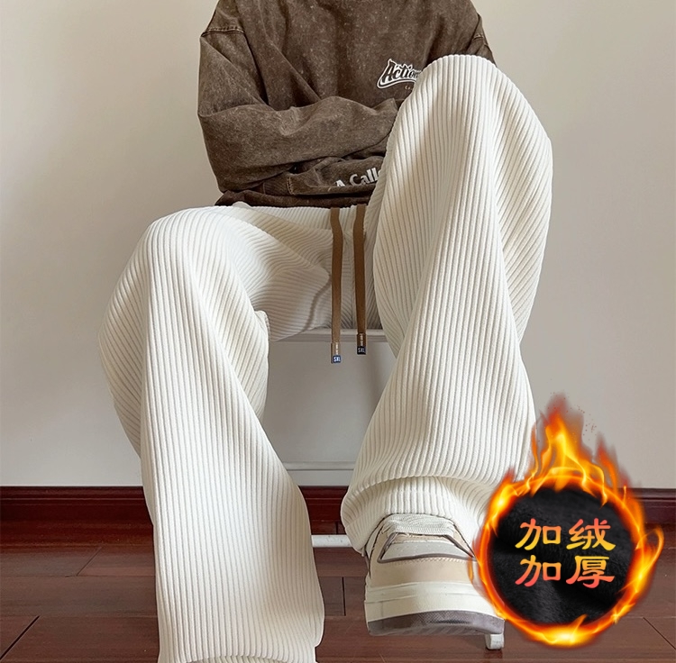 灯芯绒裤子男显瘦秋冬季雪尼尔休闲男裤加绒加厚垂感直筒裤休闲裤