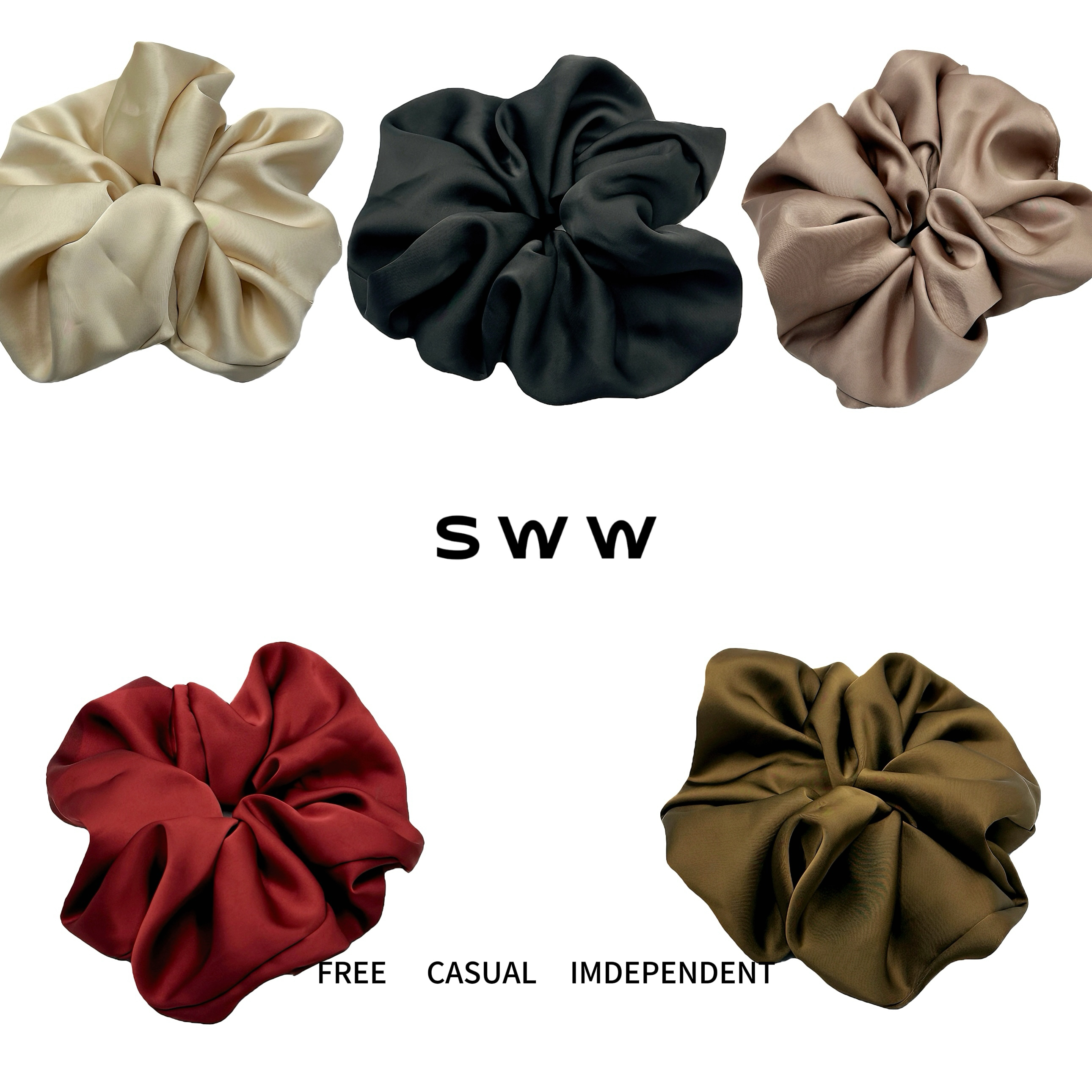 SWW醋酸高级缎面超大发圈高级感百搭复古发饰纯色时尚气质发圈