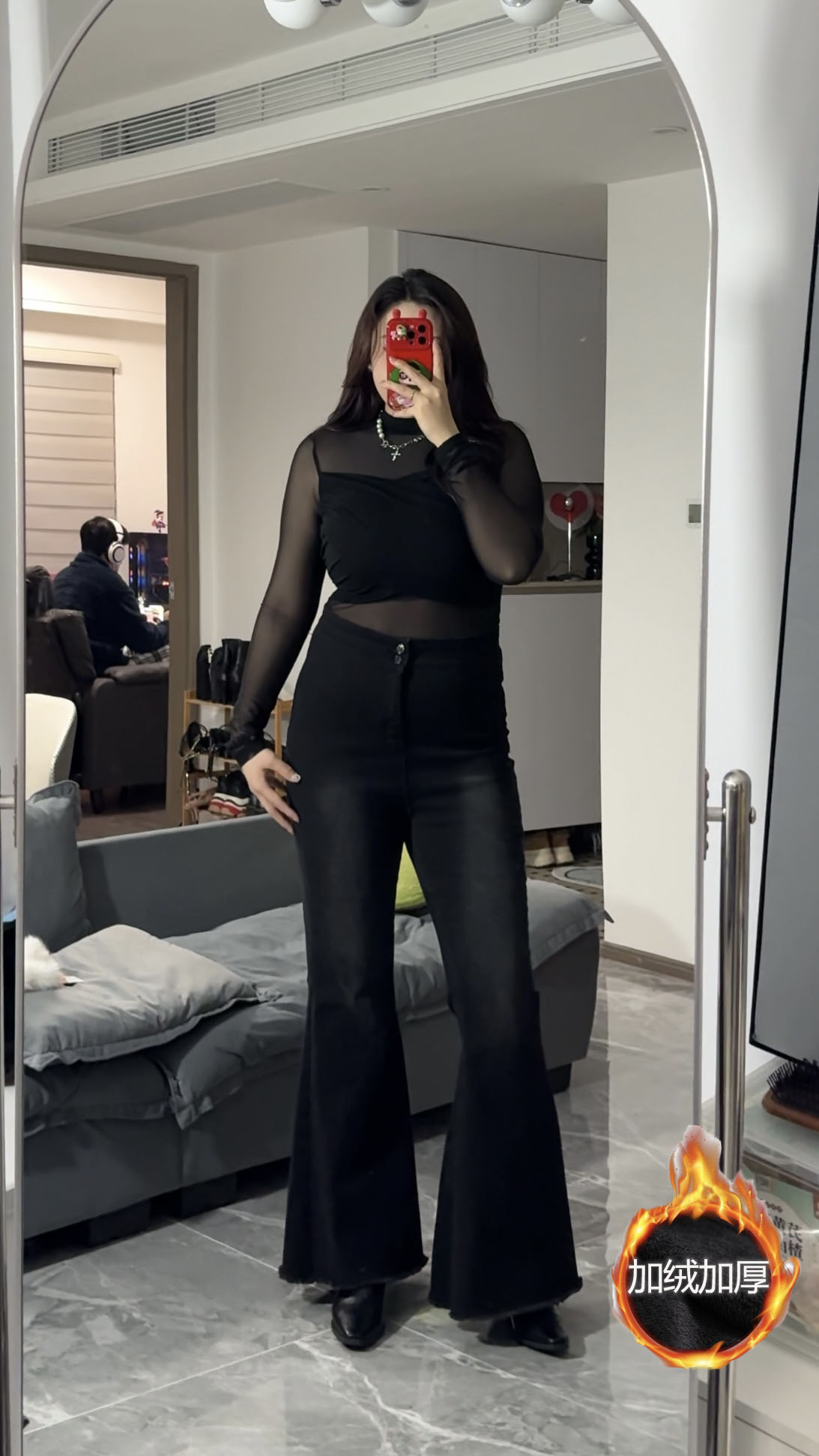 鱼尾牛仔裤女高腰新款大喇叭春季显瘦复古弹力修身阔腿拖地长裤子