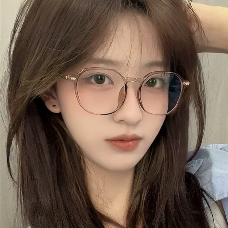 超轻纯钛大框冷茶色近视眼镜女可配度数素颜神器方圆脸眼睛镜框架