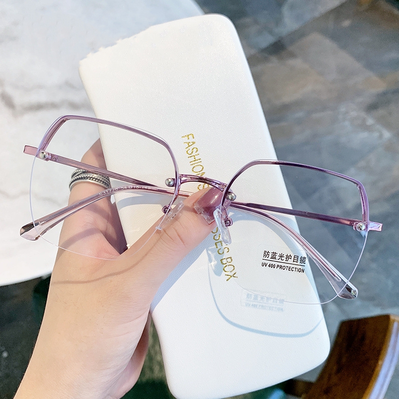 网红同款热销时尚防蓝光辐射眼镜框女素颜显脸小方形韩版潮平光镜
