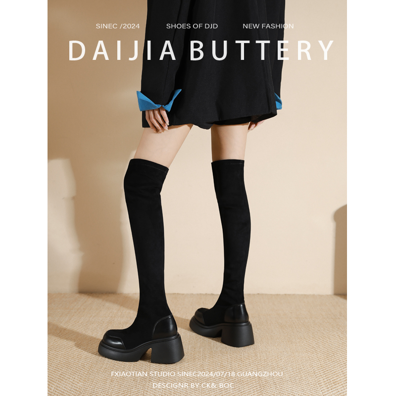 【掉筒包退】过膝靴瘦瘦靴显瘦女高跟靴厚底长靴弹力靴百搭雪地靴女