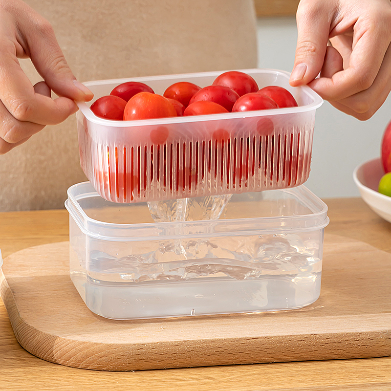 沥水保鲜盒食品级水果葱姜蒜收纳盒冰箱密封冷冻便携葱花辣椒盒子