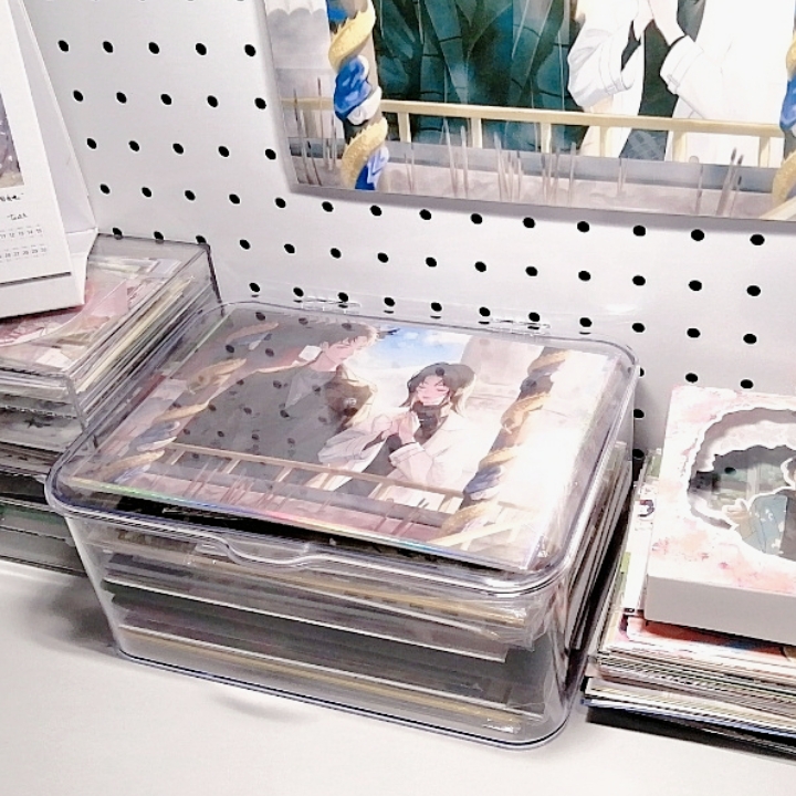 色纸收纳盒学生宿舍大容量吧唧镭射纸动漫周边存放盒新奇家用好物