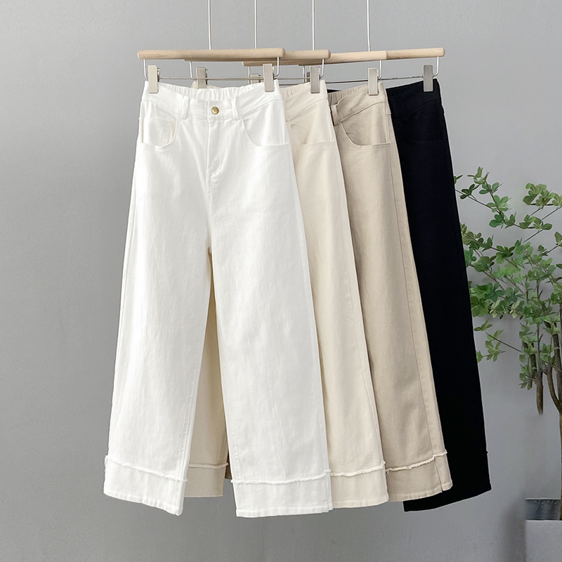 直筒裤女宽松大码窄版阔腿裤夏季新款显瘦百搭高腰长裤休闲烟管裤