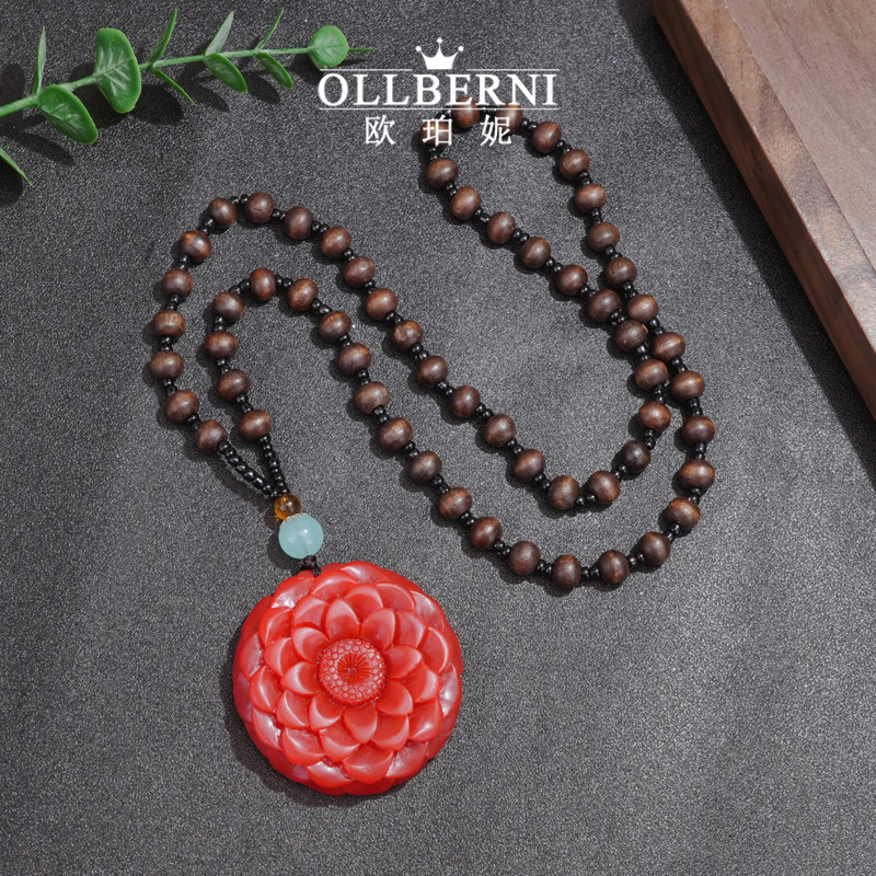 铜合金项链 时尚女款手工气质百搭复古红色长款民族风项链-2105