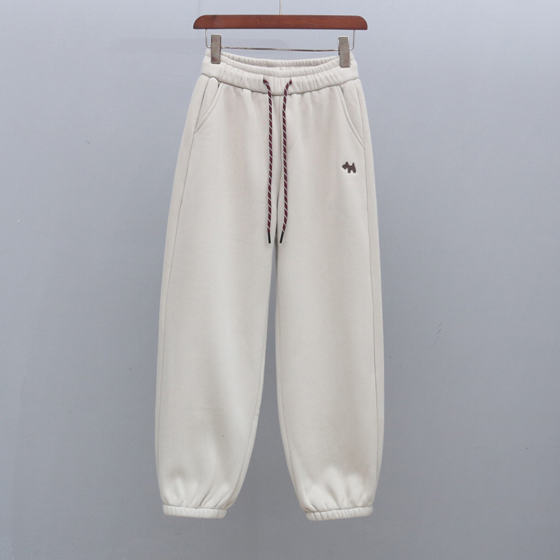 2025年新款厚绒厚款松紧腰冬季休闲裤宽松显瘦潮流百搭束脚哈伦裤